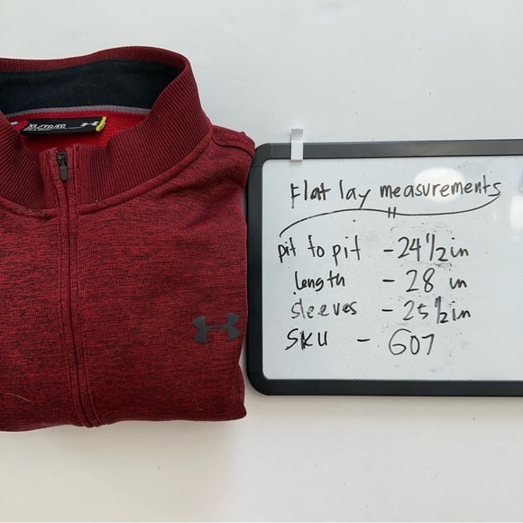 Under Armour Sweater Pullover Mens Size XL 1/4 Zip Storm Red Maroon Burgundy - Picture 15 of 15